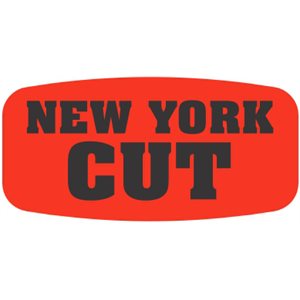 Label - New York Cut Black On Red Short Oval 1000/Roll