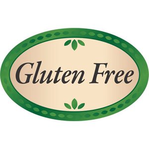 Label - Gluten Free 4 Color Process 1.25x2 In. Oval 500/rl