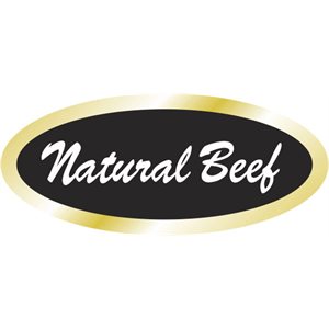 Label - Natural Beef Black/White/Gold 0.843x1.9 In. Oval 500/Roll