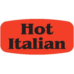 Label - Hot Italian Black On Red Short Oval 1000/Roll