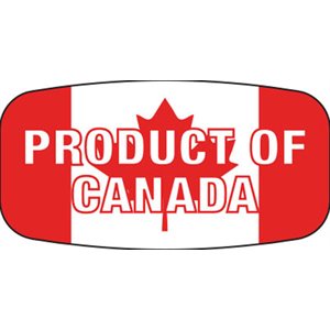 Label - Product Of Canada Red On White Short Oval 1000/Roll