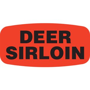 Label - Deer Sirloin Black On Red Short Oval 1000/Roll