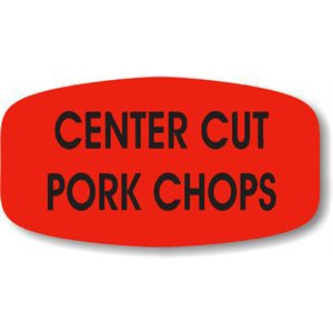 Label - Center Cut Pork Chops Black On Red Short Oval 1000/Roll