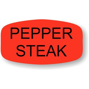 Label - Pepper Steak Black On Red Short Oval 1000/Roll