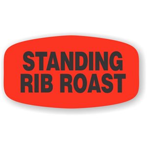 Label - Standing Rib Roast Black On Red Short Oval 1000/Roll