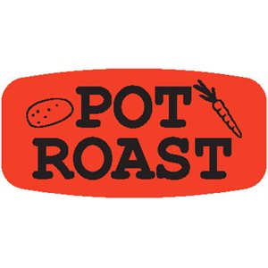 Label - Pot Roast Black On Red Short Oval 1000/Roll