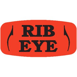 Label - Rib Eye Black On Red Short Oval 1000/Roll