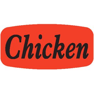 Label - Chicken Black On Red Short Oval 1000/Roll