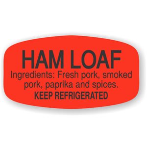 Label - Ham Loaf (w/ing) Black On Red Short Oval 1000/Roll