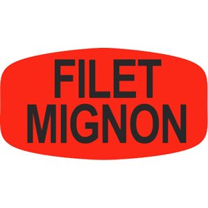 Label - Filet Mignon Black On Red Short Oval 1000/Roll