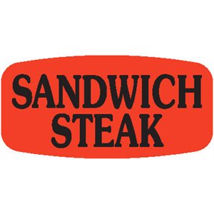 Label - Sandwich Steak Black On Red Short Oval 1000/Roll