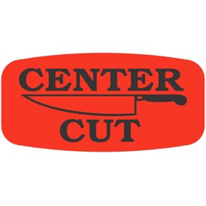 Label - Center Cut Black On Red Short Oval 1000/Roll