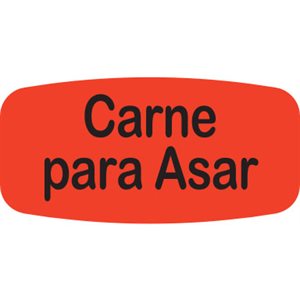Label - Carne Para Asar Black On Red Short Oval 1000/Roll