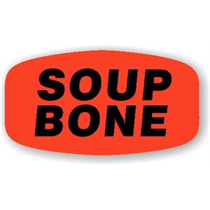 Label - Soup Bone Black On Red Short Oval 1000/Roll