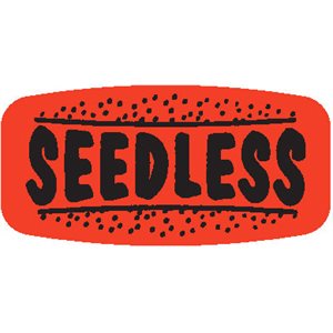 Label - Seedless Black On Red Short Oval 1000/Roll