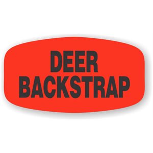 Label - Deer Backstrap Black On Red Short Oval 1000/Roll