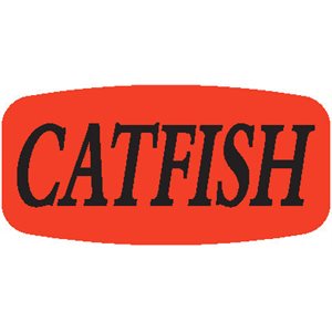 Label - Catfish Black On Red Short Oval 1000/Roll