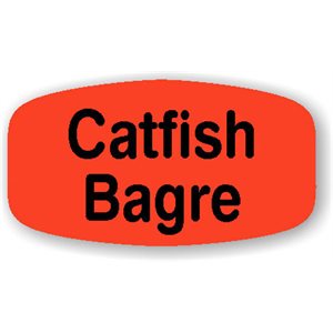 Label - CatfishBagre Black On Red Short Oval 1000/Roll
