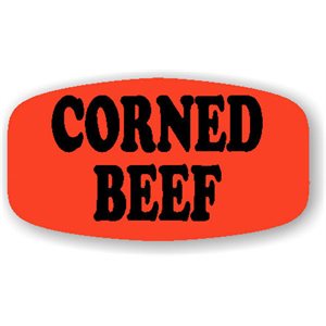Label - Corned Beef Black On Red Short Oval 1000/Roll