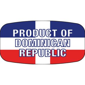 Label - Product Of Dominican Republic Red/Blue On White Short Oval 1000/Roll