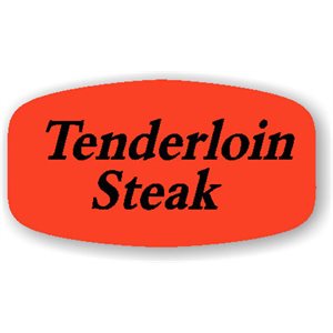 Label - Tenderloin Steak Black On Red Short Oval 1000/Roll