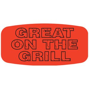 Label - Great On The Grill Black On Red Short Oval 1000/Roll