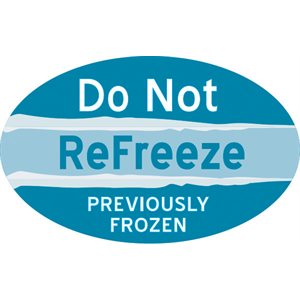 Label - Do Not ReFreeze / Prev Frozen 4 Color Process 1.25x2 In. Oval 500/rl