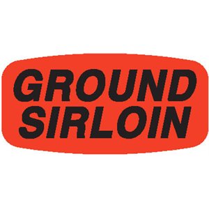 Label - Ground Sirloin Black On Red Short Oval 1000/Roll