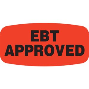 Label - EBT Approved Black On Red Short Oval 1000/Roll