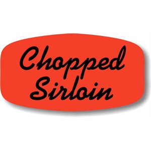 Label - Chopped Sirloin Black On Red Short Oval 1000/Roll