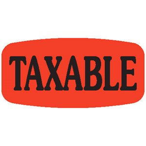 Label - Taxable Black On Red Short Oval 1000/Roll