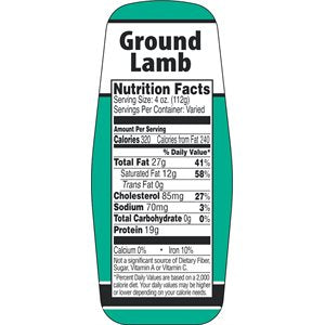 Label - Ground Lamb W/nut Fact Green/Black 1.5x3.62 In. 500/RL