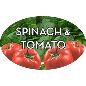 Label - Spinach & Tomato 4 Color Process 1.25x2 In. Oval 500/rl