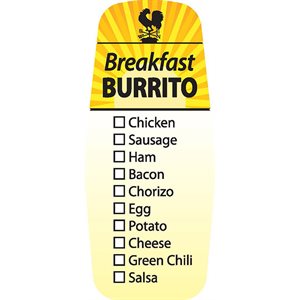 Label - Breakfast Burrito (check List) Yellow/Mag/Black 1.5x3.62 In. Special 500/RL