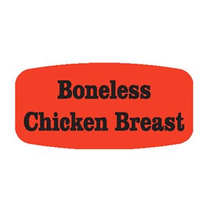 Label - Boneless Chicken Breast Black On Red Short Oval 1000/Roll