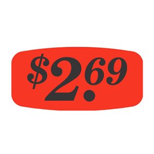 Label - $2.69 Black On Red Short Oval 1000/Roll
