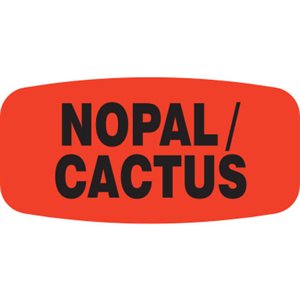 Label - Cactus/Nopal Black On Red Short Oval 1000/Roll