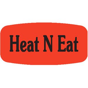Label - Heat-n-Eat Black On Red Short Oval 1000/Roll