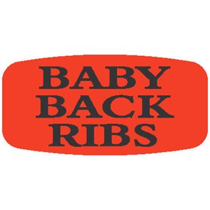 Label - Baby Back Ribs Black On Red Short Oval 1000/Roll