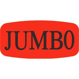 Label - Jumbo Black On Red Short Oval 1000/Roll