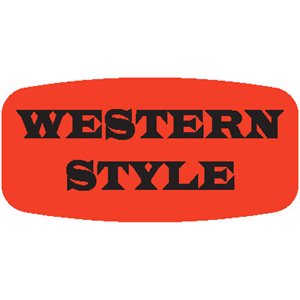 Label - Western Style Black On Red Short Oval 1000/Roll