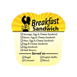 Label - Breakfast Sandwich (Check Off) 4 Color Process 2.84x2.79 In. Special 500/Roll