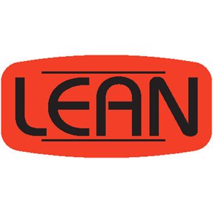 Label - Lean Black On Red Short Oval 1000/Roll