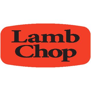 Label - Lamb Chop Black On Red Short Oval 1000/Roll