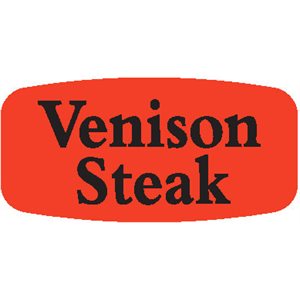 Label - Venison Steak Black On Red Short Oval 1000/Roll