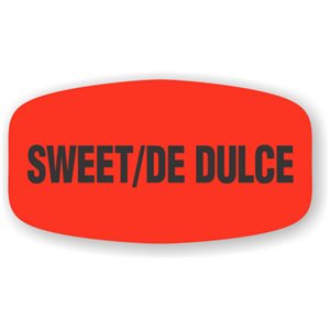 Label - Sweet/De Dulce Black On Red Short Oval 1000/Roll