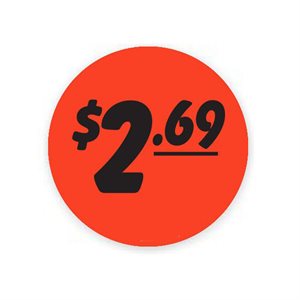 Label - $2.69 Black On Red 1.5 In. Circle 1M/Roll