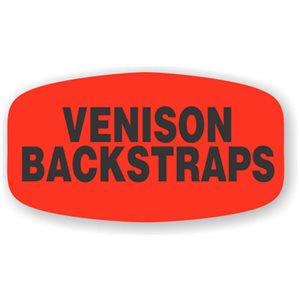 Label - Venison Backstraps Black On Red Short Oval 1000/Roll