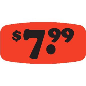 Label - $7.99 Black On Red Short Oval 1000/Roll