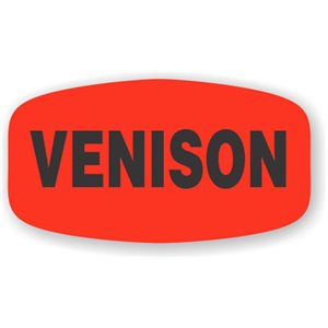 Label - Venison Black On Red Short Oval 1000/Roll